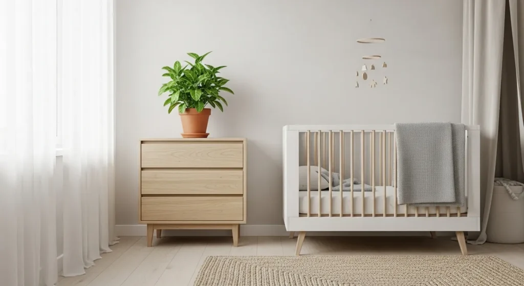 Greenery in minimalist nursery design