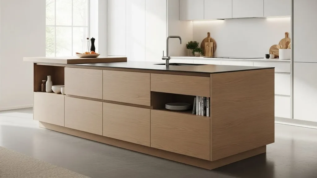 Modern kitchen island with hidden storage