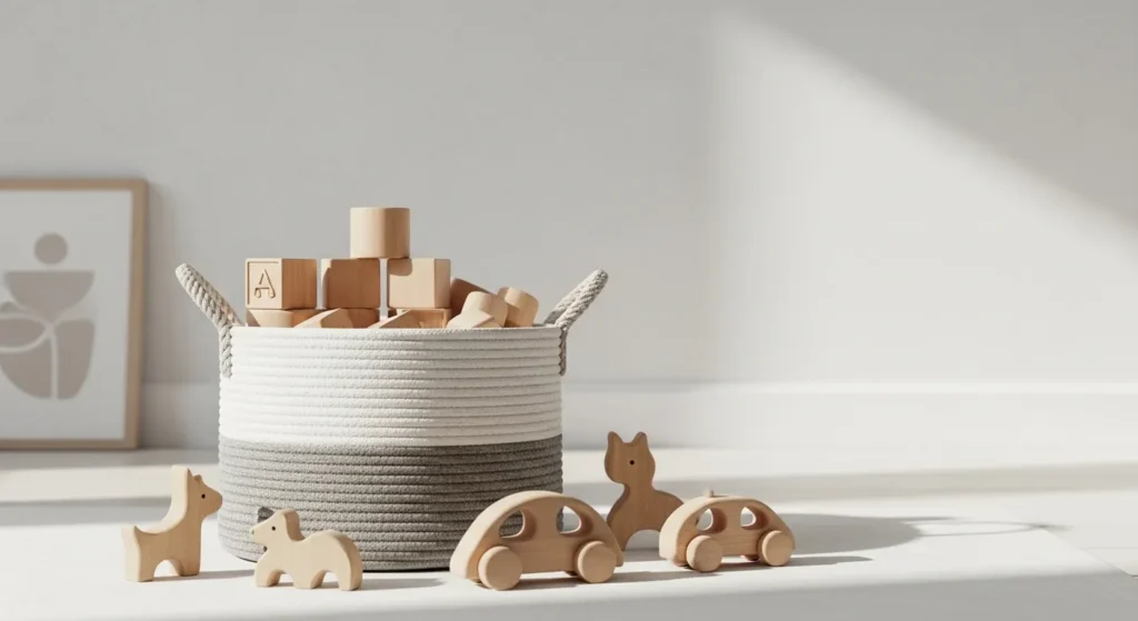 Minimal toys in a minimalist nursery