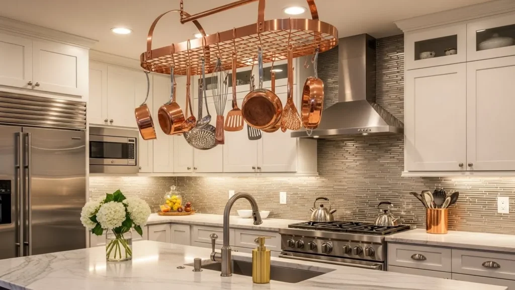 Kitchen with metallic accents