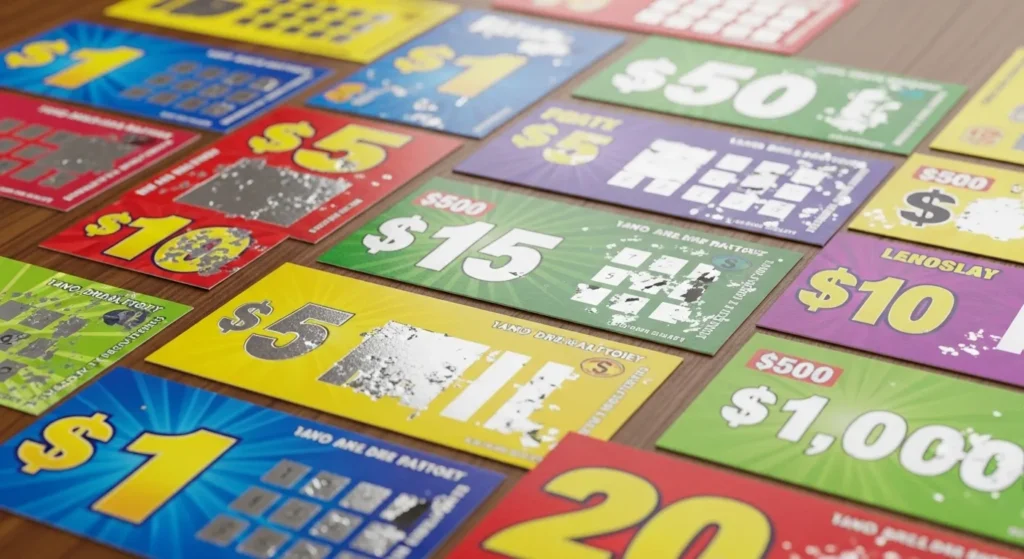 Variety of scratch off lottery ticket types in one gift basket