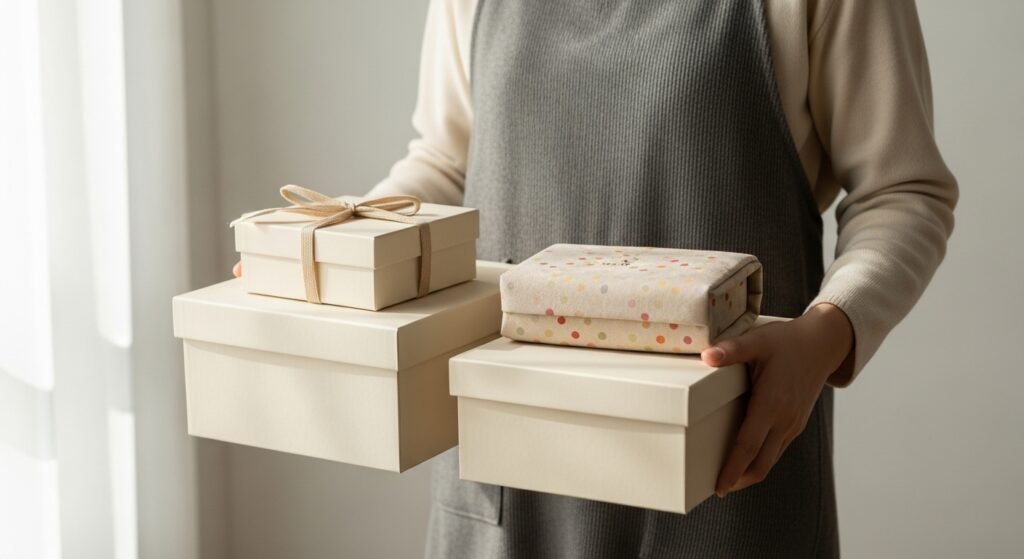 decluttering home keep donate trash boxes