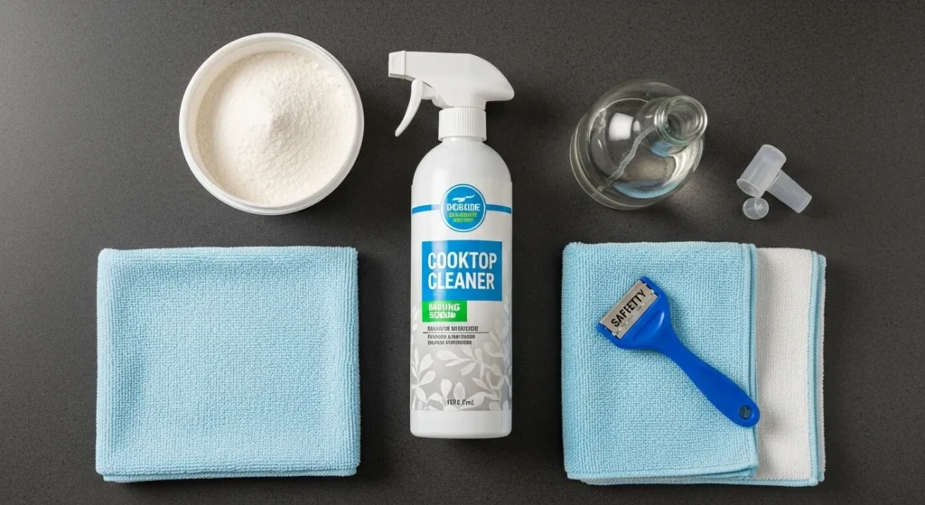 Essential tools for cleaning a glass cooktop safely