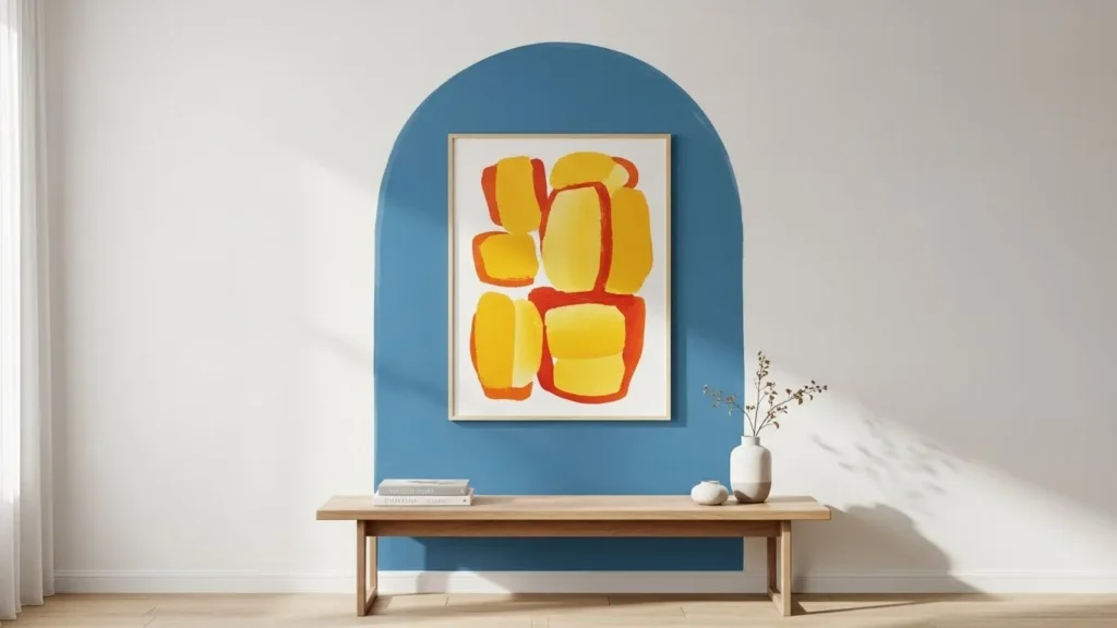 Painted blue arch DIY wall decor idea