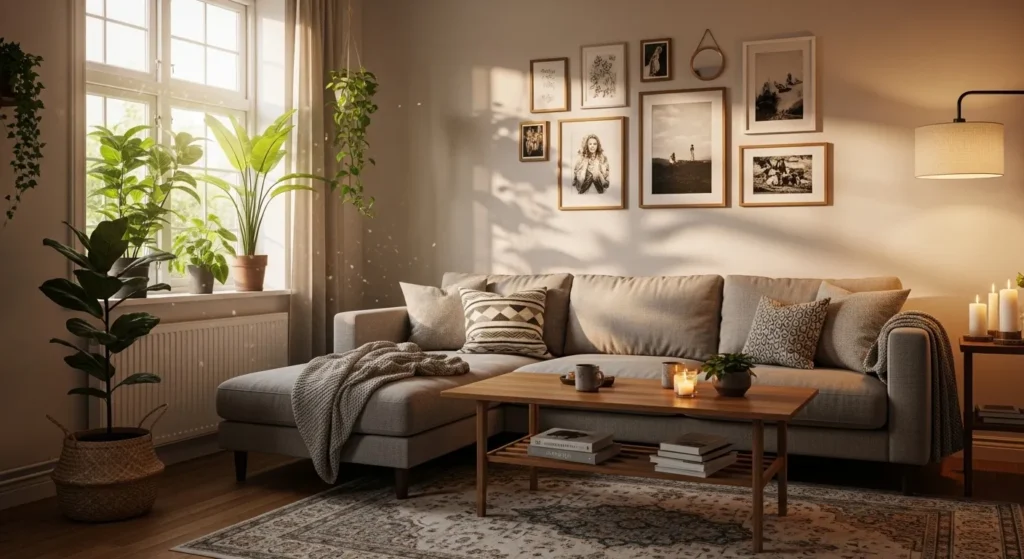 Organized living room that feels comfortable and realistic