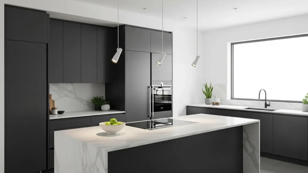 Charcoal gray kitchen cabinet color idea