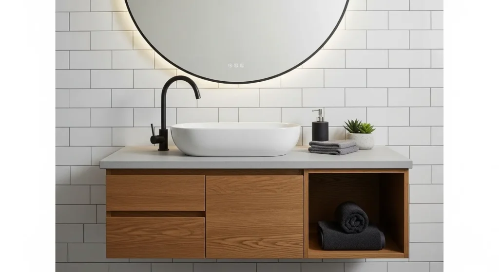 Statement mirror in boys bathroom