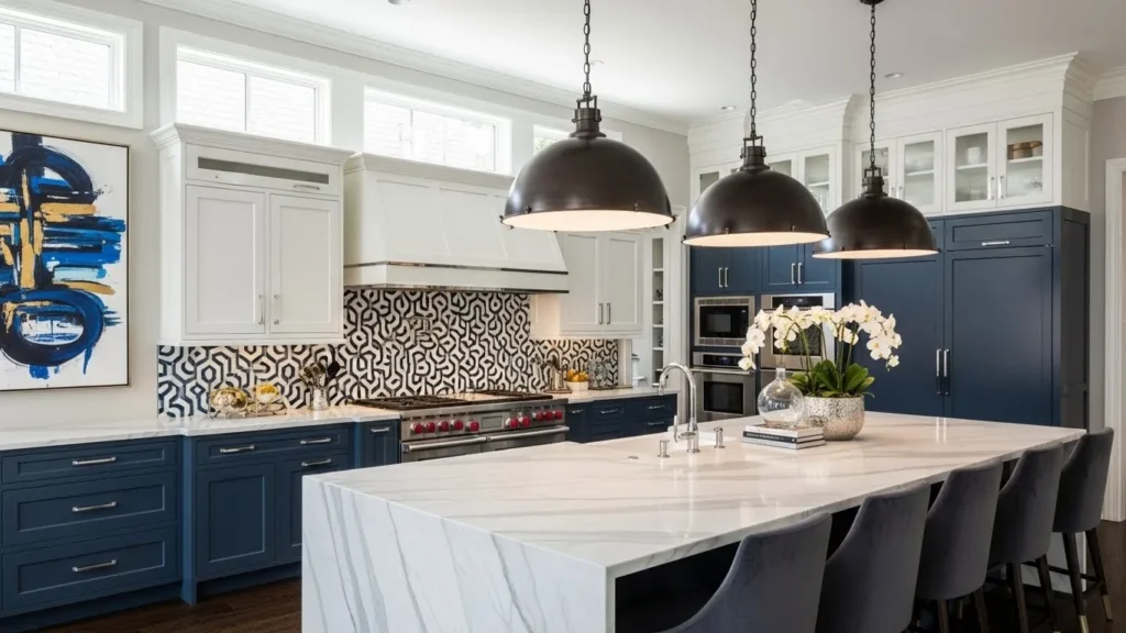 Oversized lighting fixtures in kitchen