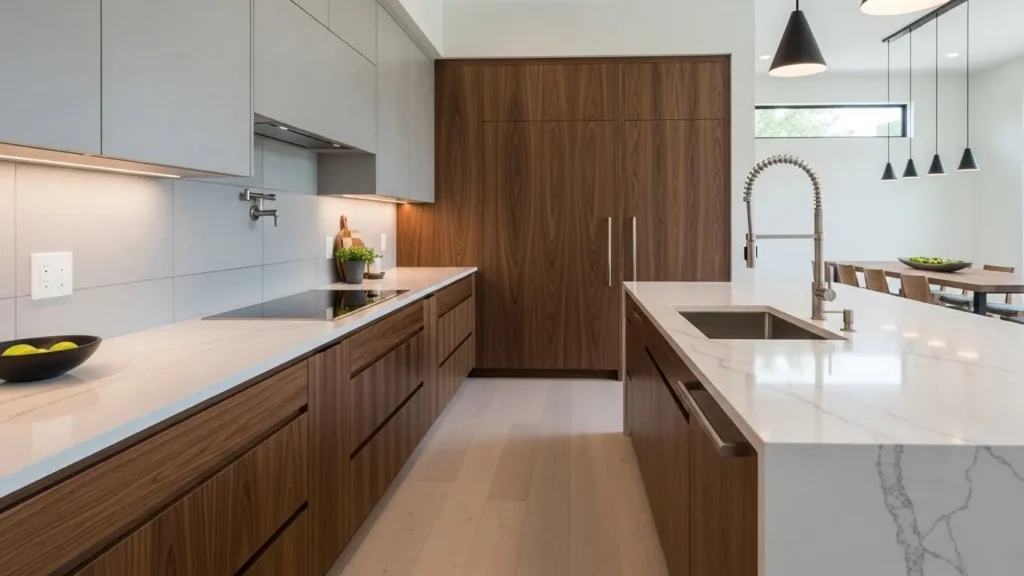 High-quality materials in open kitchen