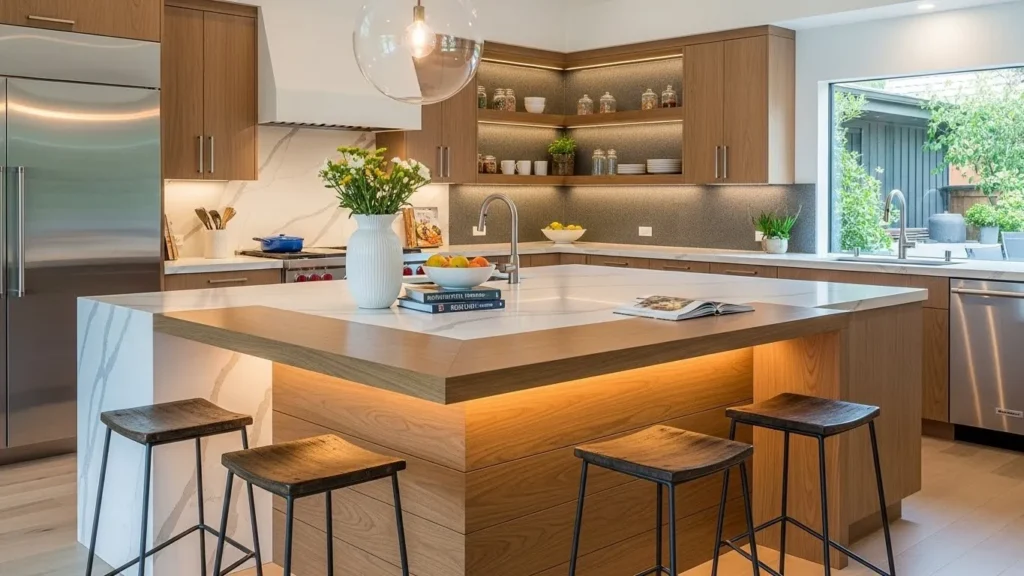 Modern kitchen island with seating