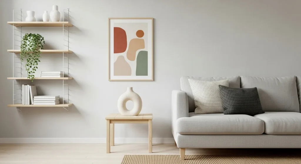 Minimal Scandinavian living room decor with meaningful accents