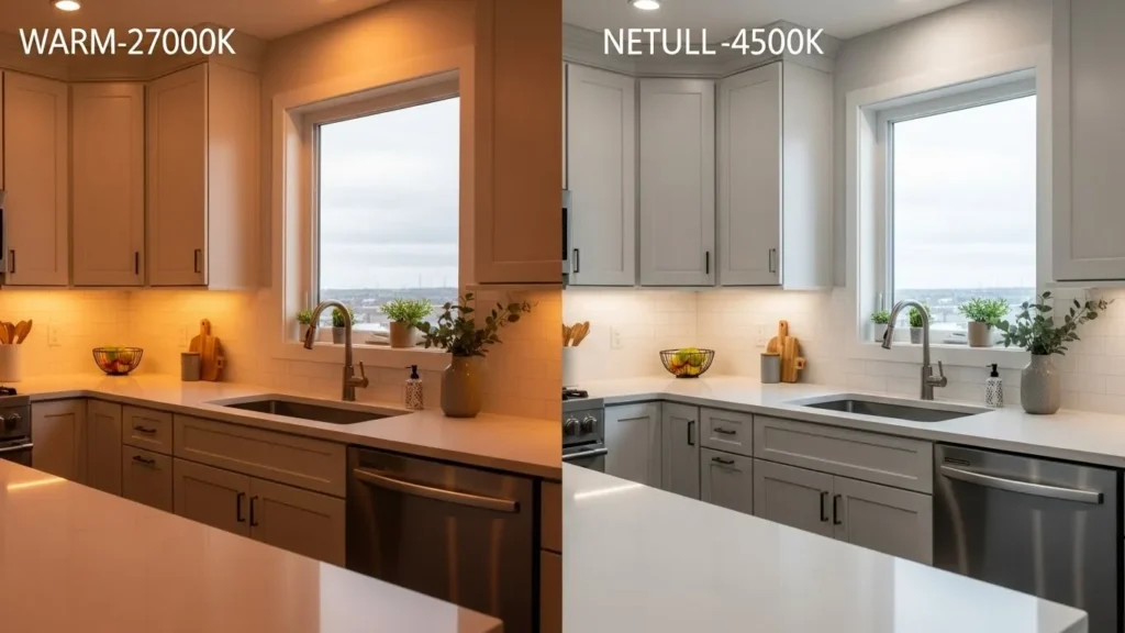 Kitchen lighting color temperature comparison