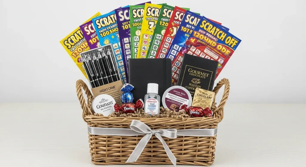 Budget-friendly scratch off lottery ticket gift basket idea