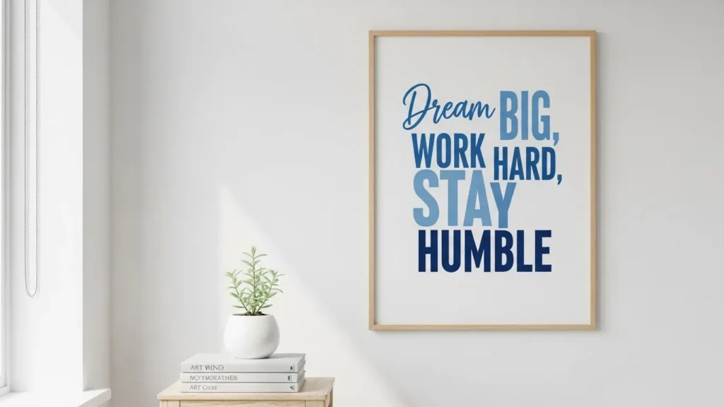 Blue typography print DIY wall decor