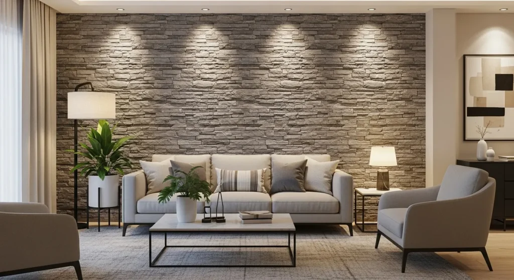 Stone accent wall ideas for living room