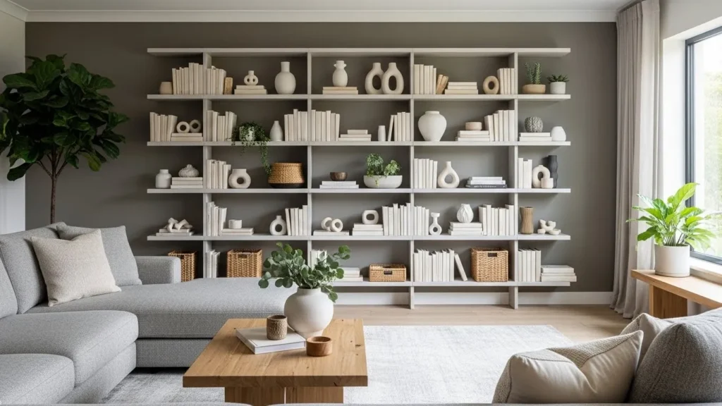 Open shelving ideas for modern living rooms
