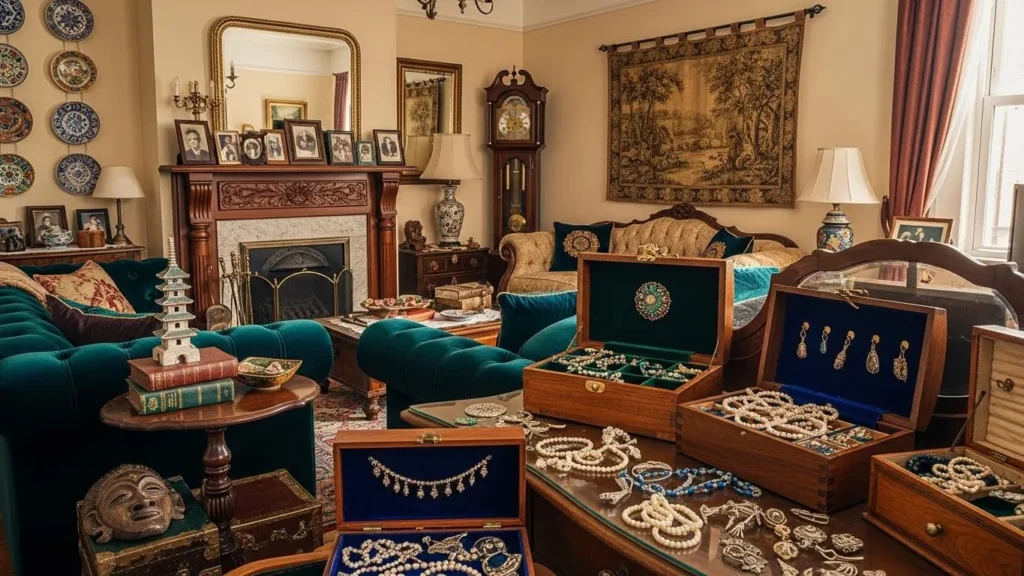 Vintage home decor featuring personal and meaningful accessories