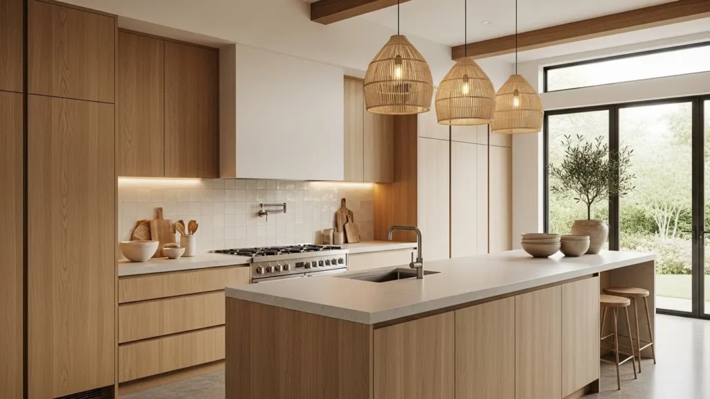 Hidden storage in organic modern kitchen