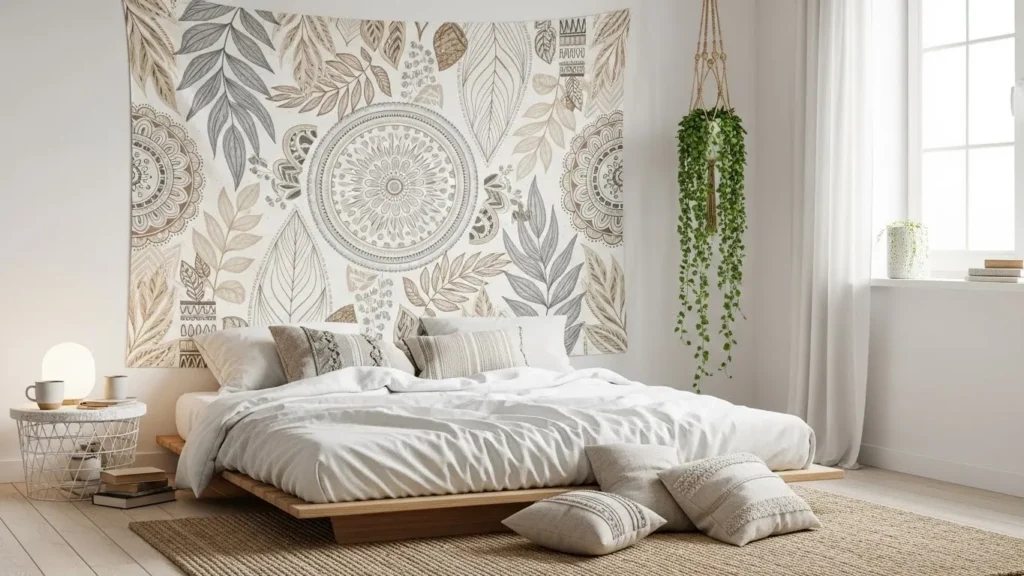 Aesthetic wall tapestry decor idea