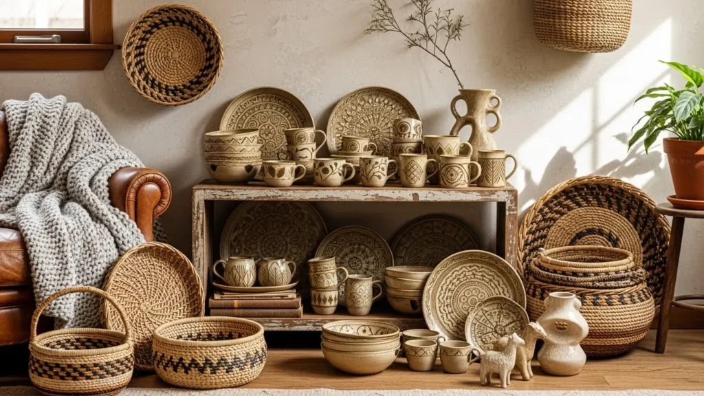 Rustic home decor with handmade and imperfect accessories