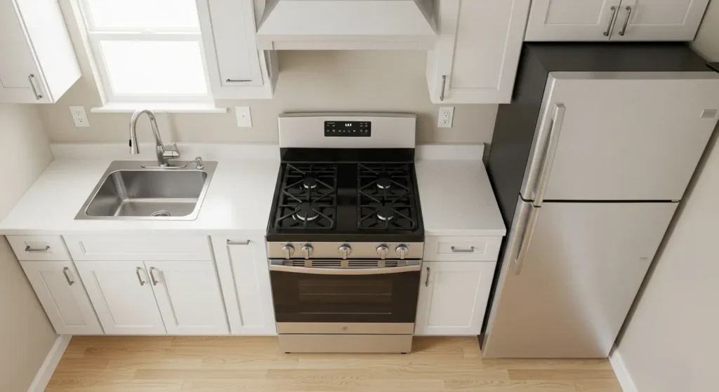 Kitchen work triangle in a small kitchen layout