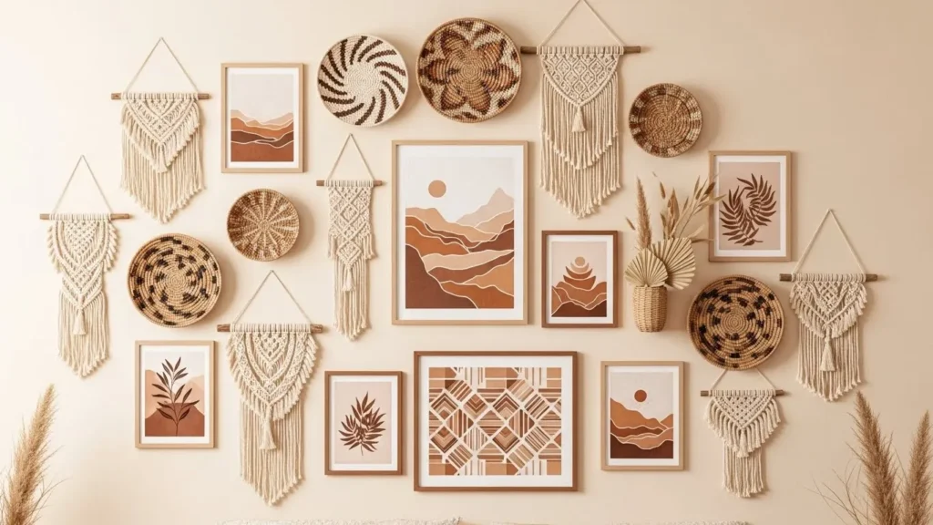 Boho bedroom gallery wall ideas