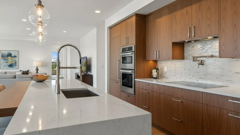 High-quality materials in open kitchen