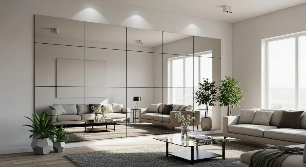 Mirror accent wall ideas for living room