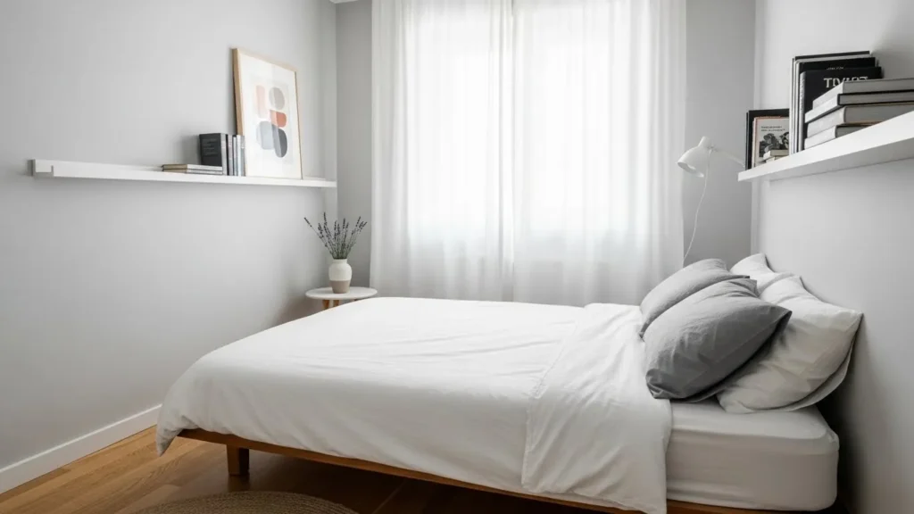Minimal clutter-free small bedroom design ideas