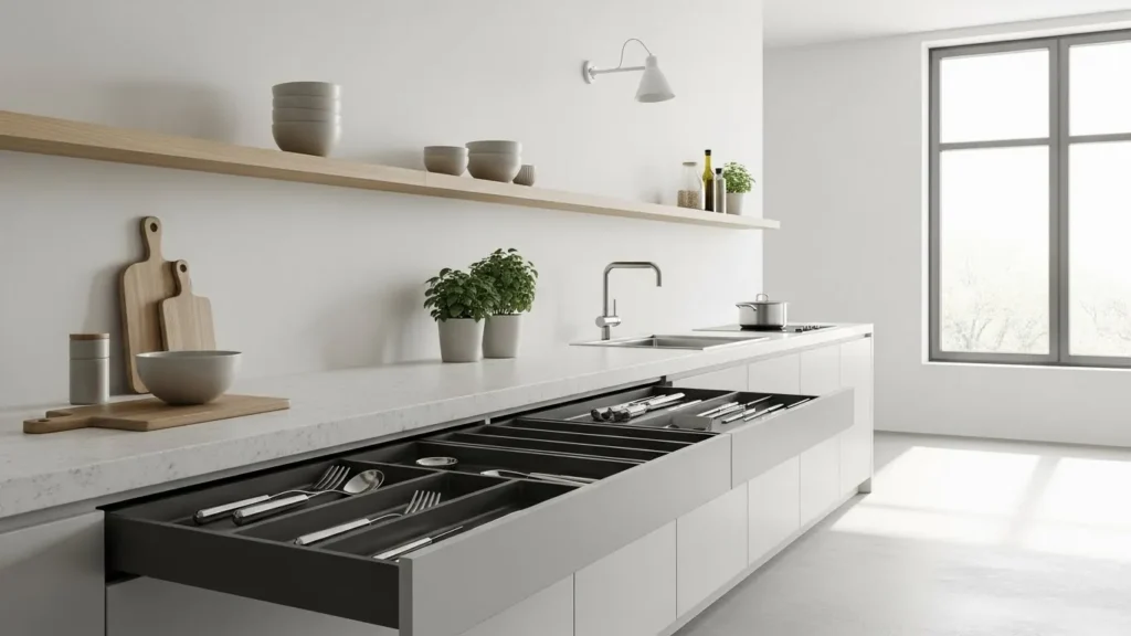 Organized and decluttered modern kitchen