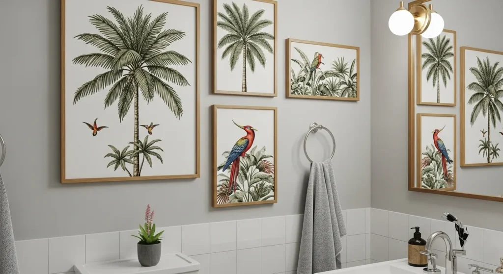 Tropical bathroom wall art