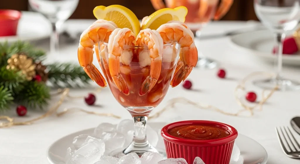 Shrimp cocktail Christmas appetizer