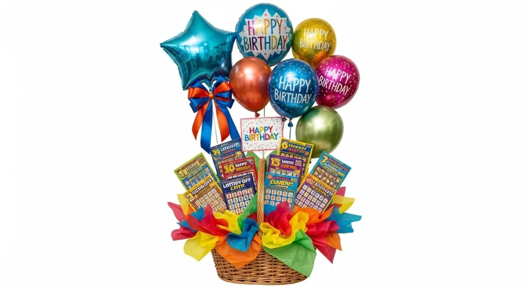 Birthday scratch off lottery ticket gift basket idea