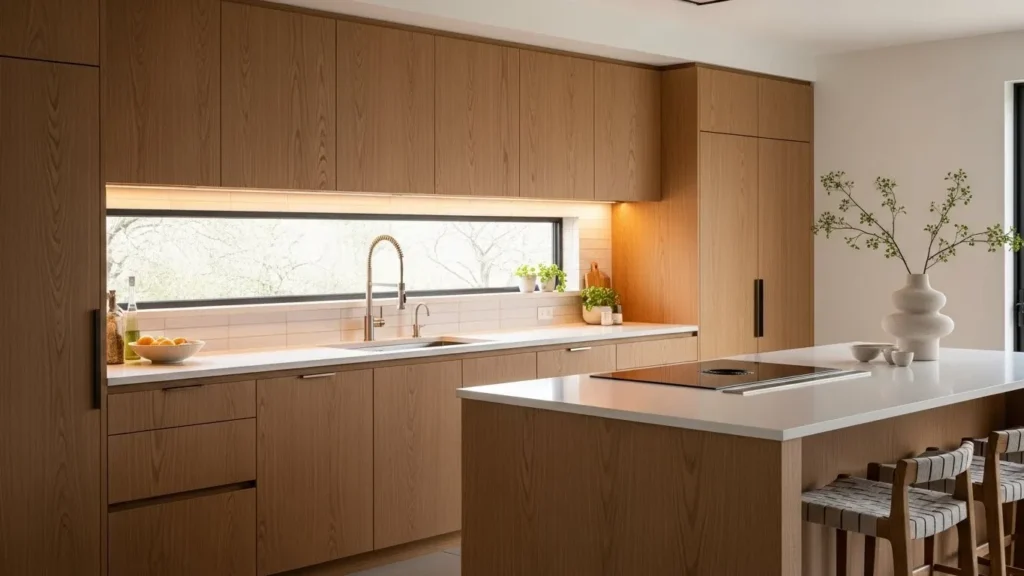Warm Wood Cabinets in a Modern Kitchen