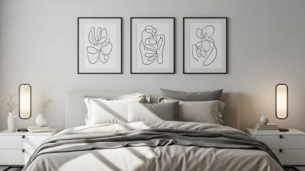 minimal line art wall decor