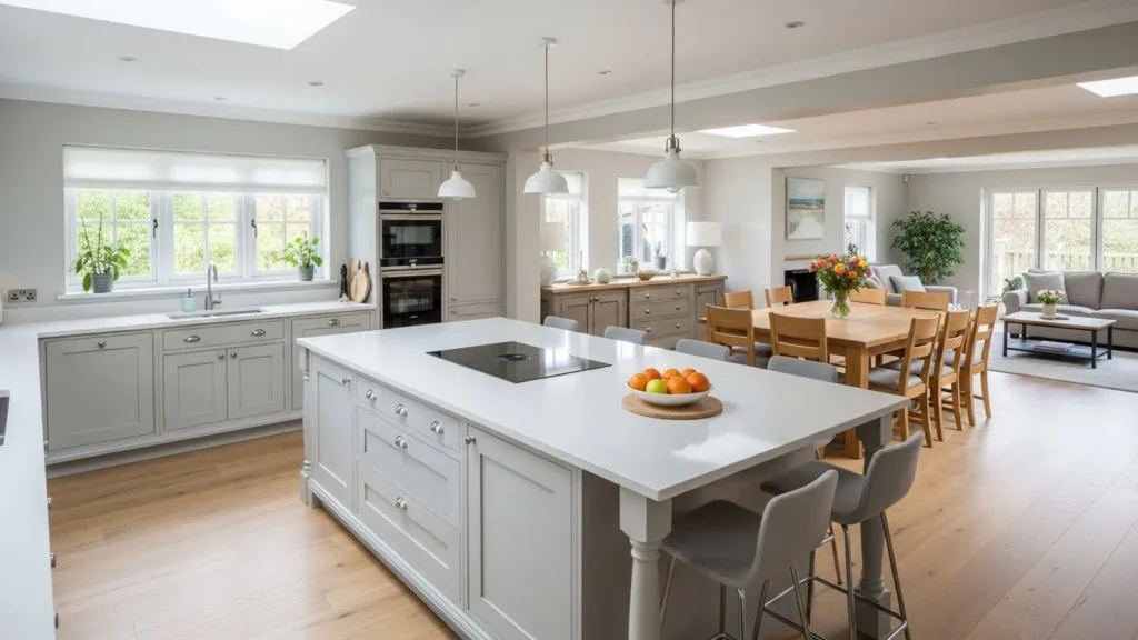 Peninsula in modern open kitchen