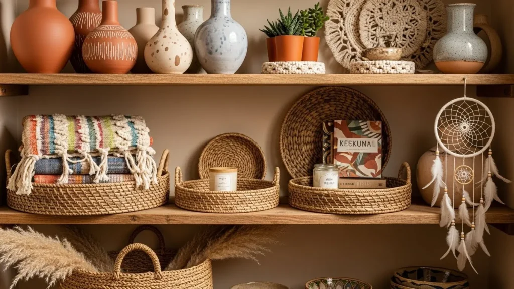 Handmade decor pieces enhancing boho interiors