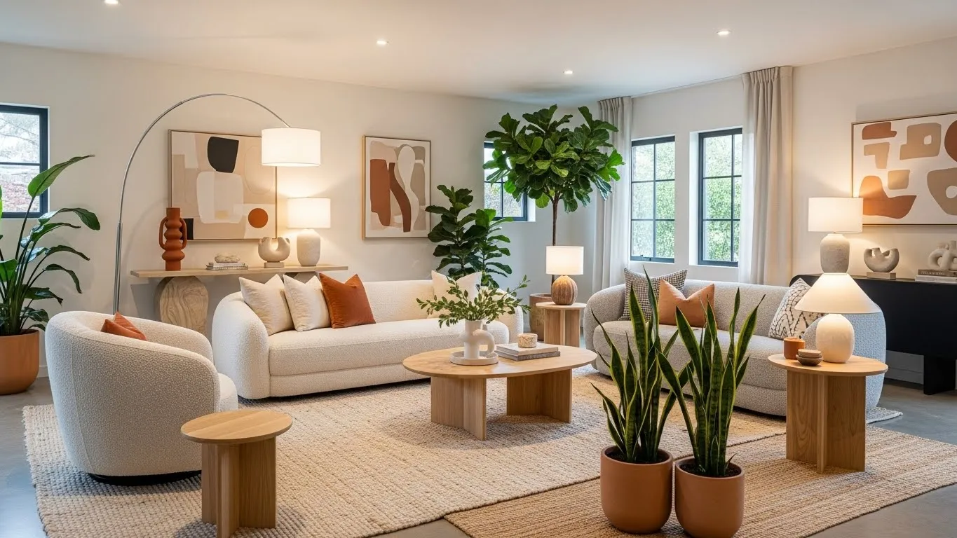 Home interior design ideas for 2026 featuring a modern cozy living room