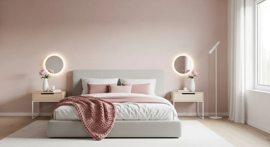Minimalist blush pink bedroom