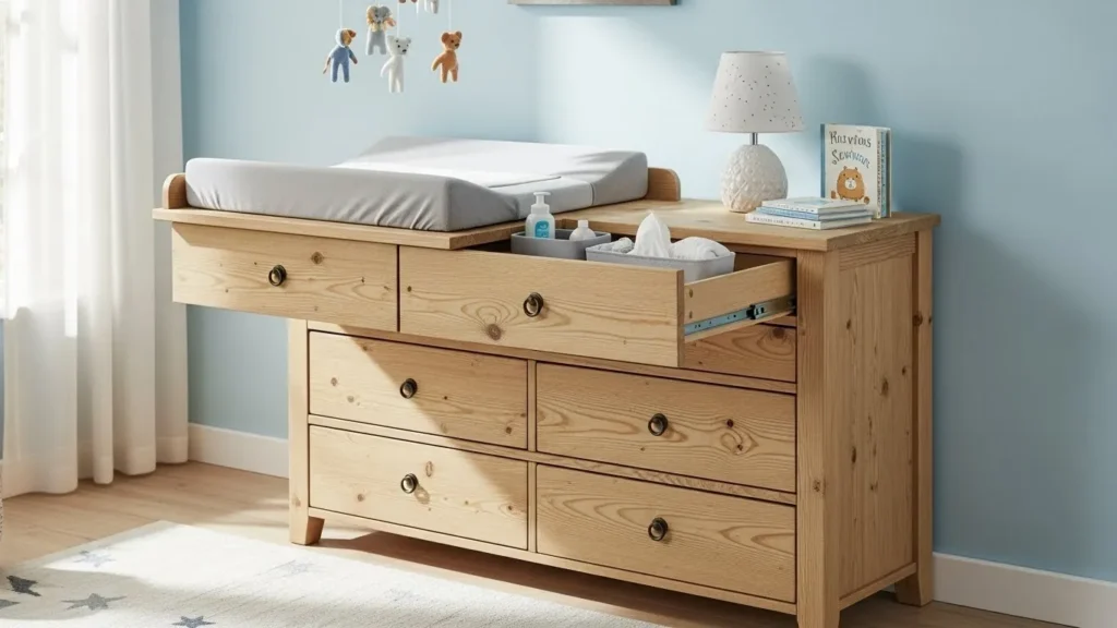 Nursery ideas with hidden diaper station
