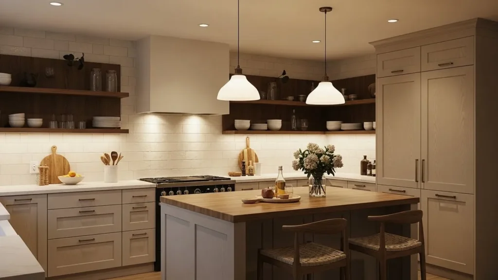 Warm beige kitchen cabinet color idea