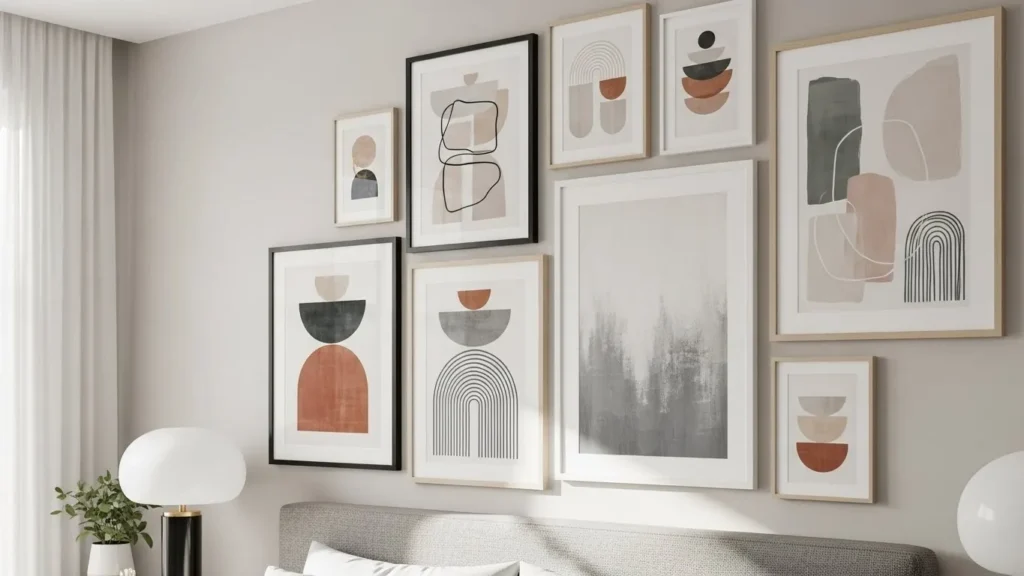 Art print bedroom gallery wall ideas