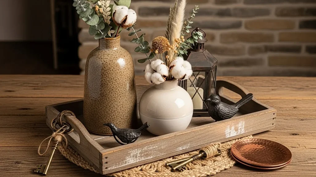 Rustic home decor with functional accessories