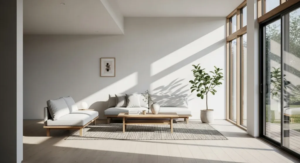 Minimalist living room showing the benefits of simplifying your life