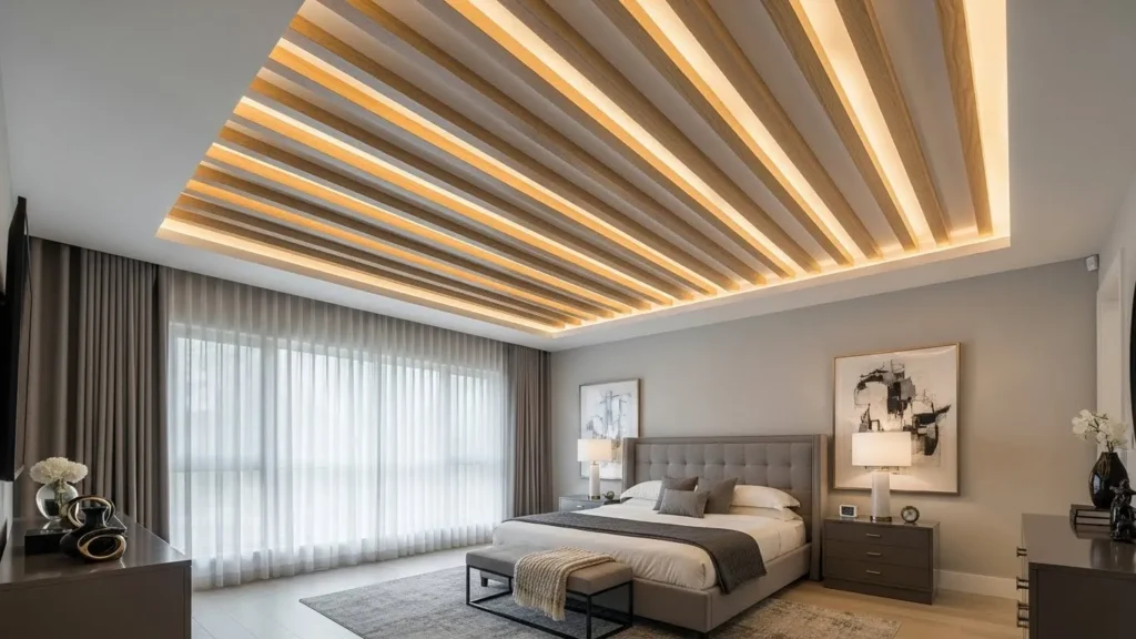 Stylish ceiling design in master bedroom