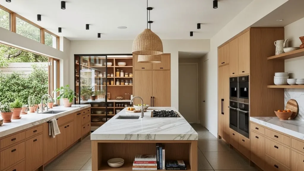 Functional layout in organic modern kitchen
