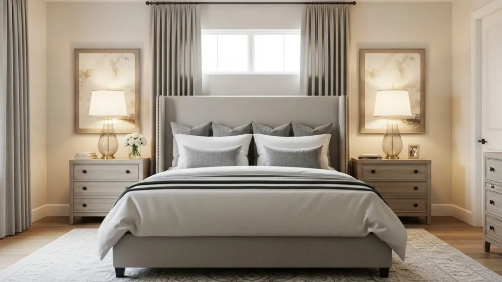 Symmetrical master bedroom layout design