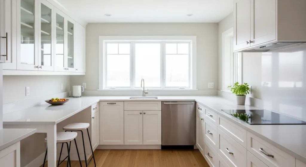 Clean and organized small kitchen maximizing space