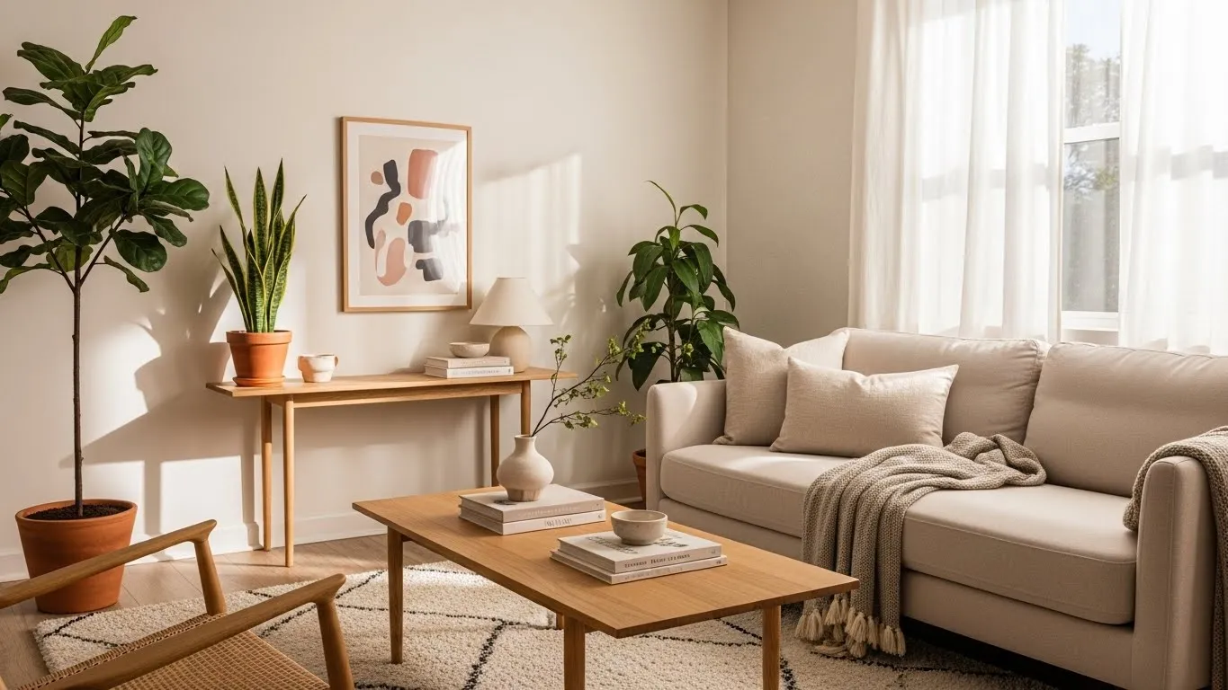 Minimalist decor with personal touch creating a warm and meaningful home