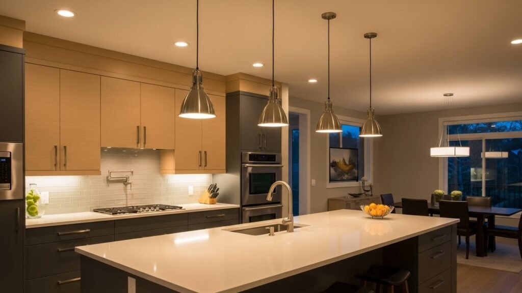 Multi-zone lighting in open kitchen